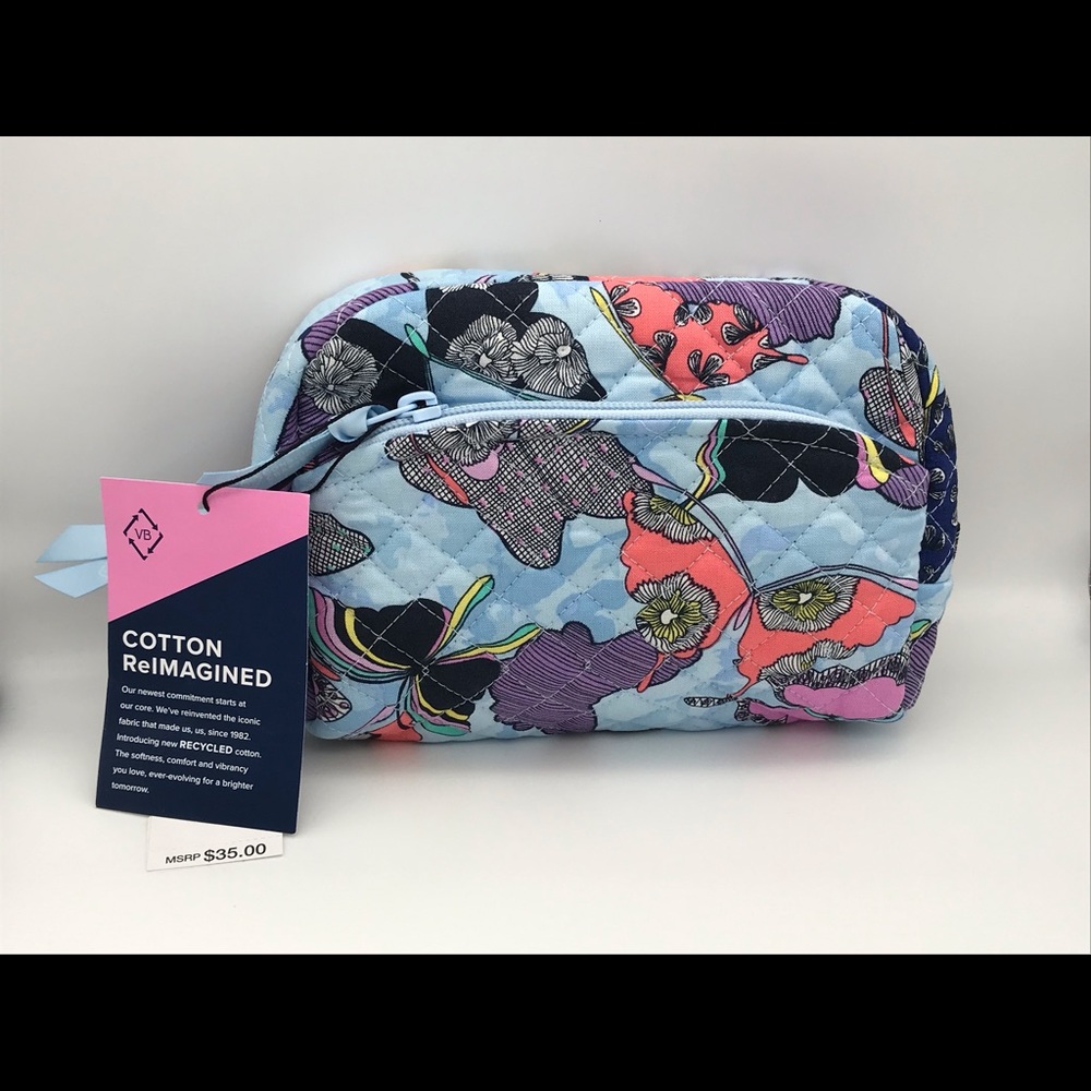 Vera Bradley Printed Recycled Cotton Medium Cosmetic Bag - NWT